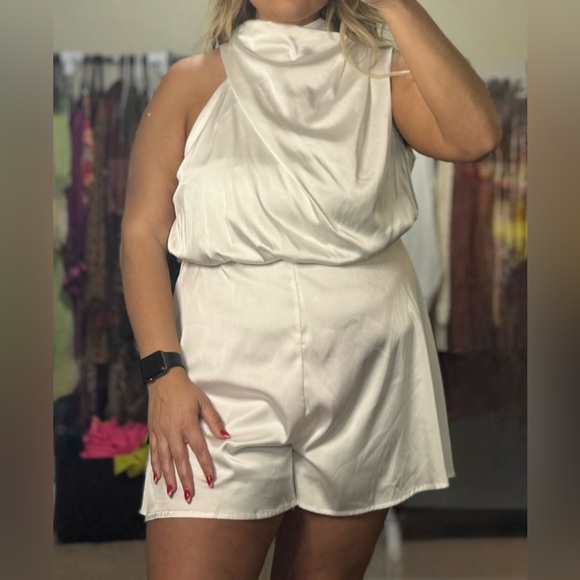 Pants - White Satin Romper